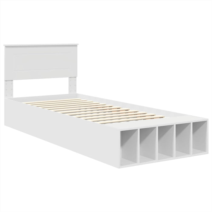Cadru de pat cu raft cu headboard Alb 75 x 190 cm Lemn compozit - WALTI WALTI