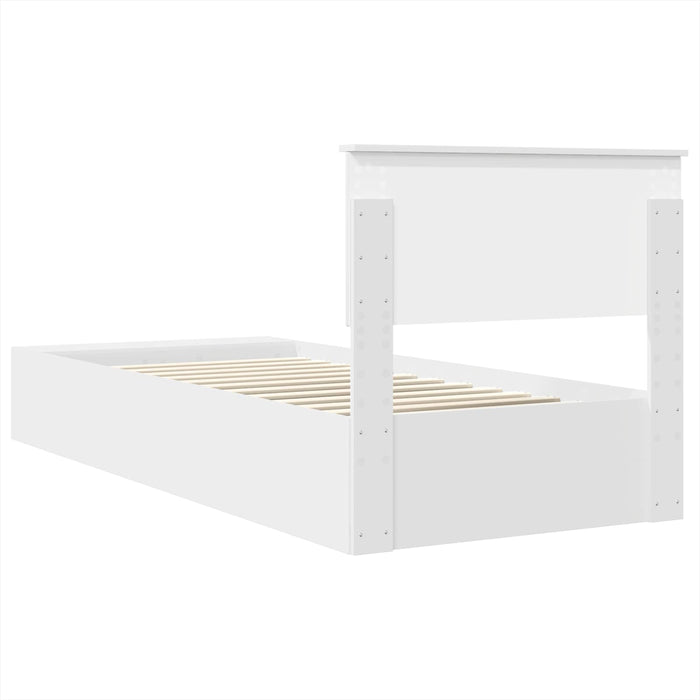 Cadru de pat cu raft cu headboard Alb 75 x 190 cm Lemn compozit - WALTI WALTI