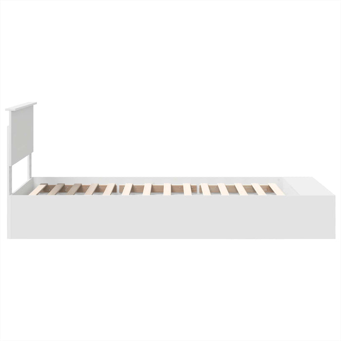 Cadru de pat cu raft cu headboard Alb 75 x 190 cm Lemn compozit - WALTI WALTI