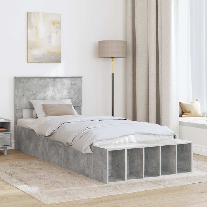 Cadru de pat cu raft Gri din beton 70 x 190 cm Lemn compozit - WALTI WALTI
