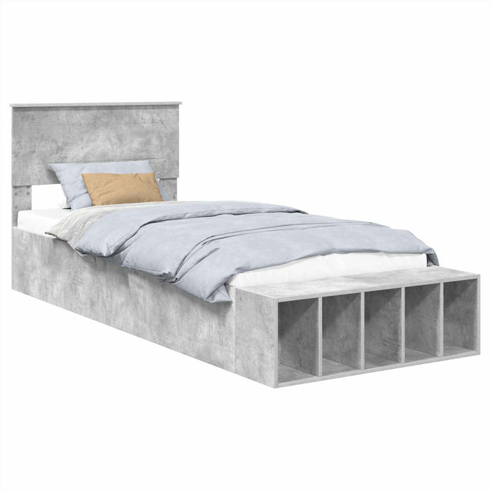 Cadru de pat cu raft Gri din beton 70 x 190 cm Lemn compozit - WALTI WALTI