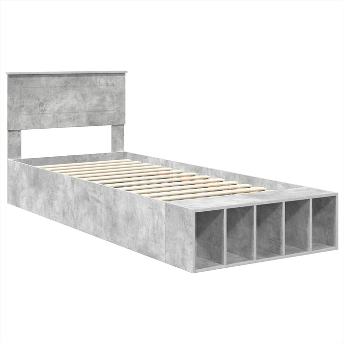 Cadru de pat cu raft Gri din beton 70 x 190 cm Lemn compozit - WALTI WALTI
