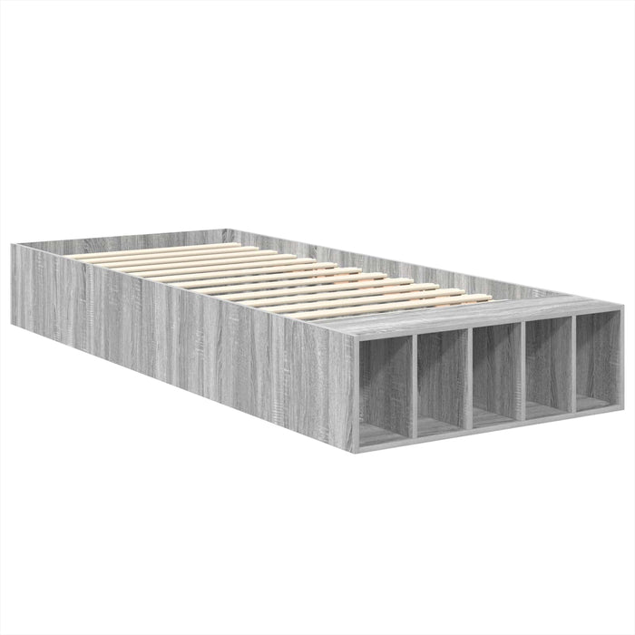 Cadru de pat cu raft Gri Sonoma 75 x 190 cm Lemn compozit WALTI