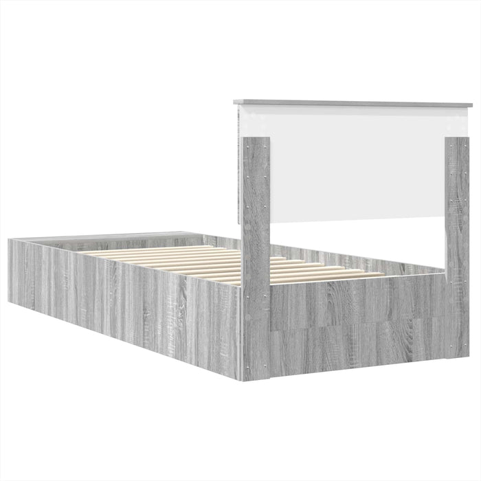 Cadru de pat cu raft Gri Sonoma 75 x 190 cm Lemn compozit WALTI