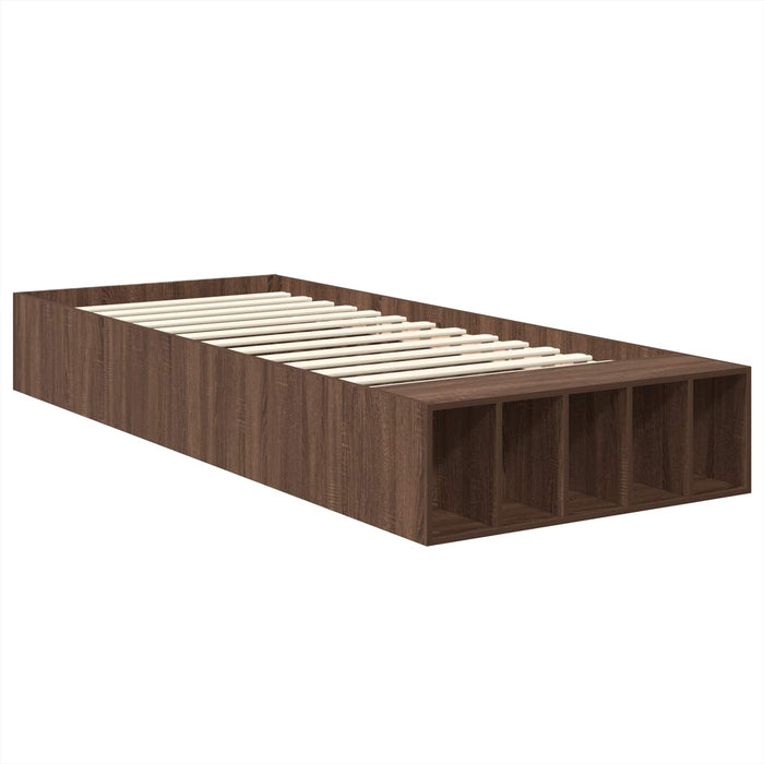 Cadru de pat cu raft Stejar închis 75 x 190 cm Lemn compozit - WALTI WALTI