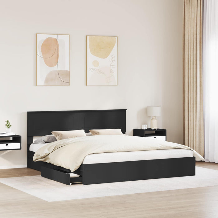 Cadru de pat cu sertar Manual Negru 200 x 200 cm Lemn compozit - WALTI WALTI