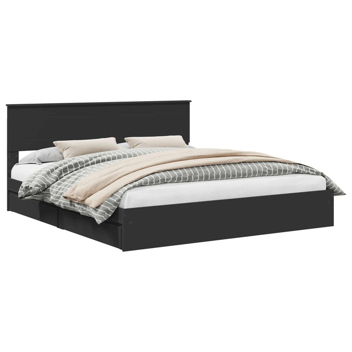 Cadru de pat cu sertar Manual Negru 200 x 200 cm Lemn compozit - WALTI WALTI