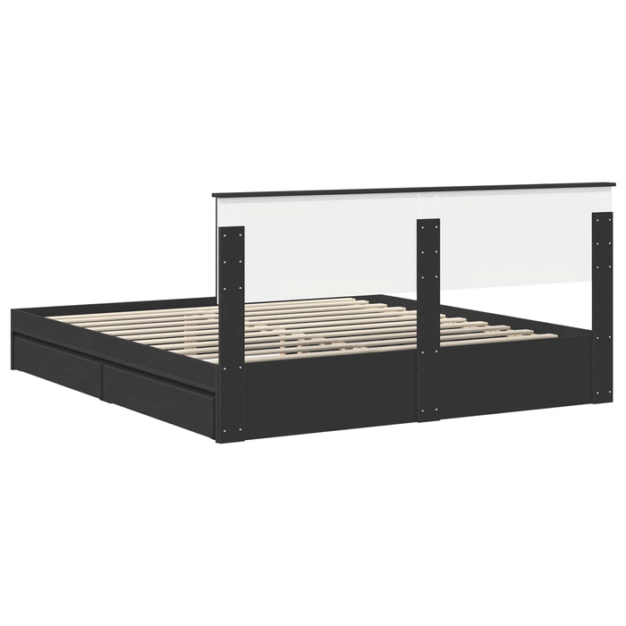 Cadru de pat cu sertar Manual Negru 200 x 200 cm Lemn compozit - WALTI WALTI