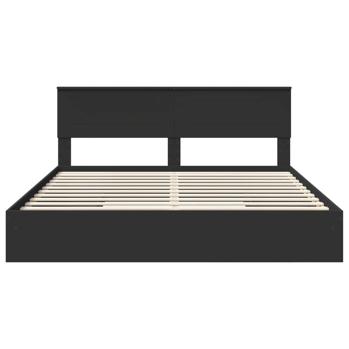 Cadru de pat cu sertar Manual Negru 200 x 200 cm Lemn compozit - WALTI WALTI