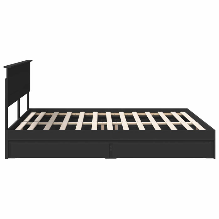 Cadru de pat cu sertar Manual Negru 200 x 200 cm Lemn compozit - WALTI WALTI
