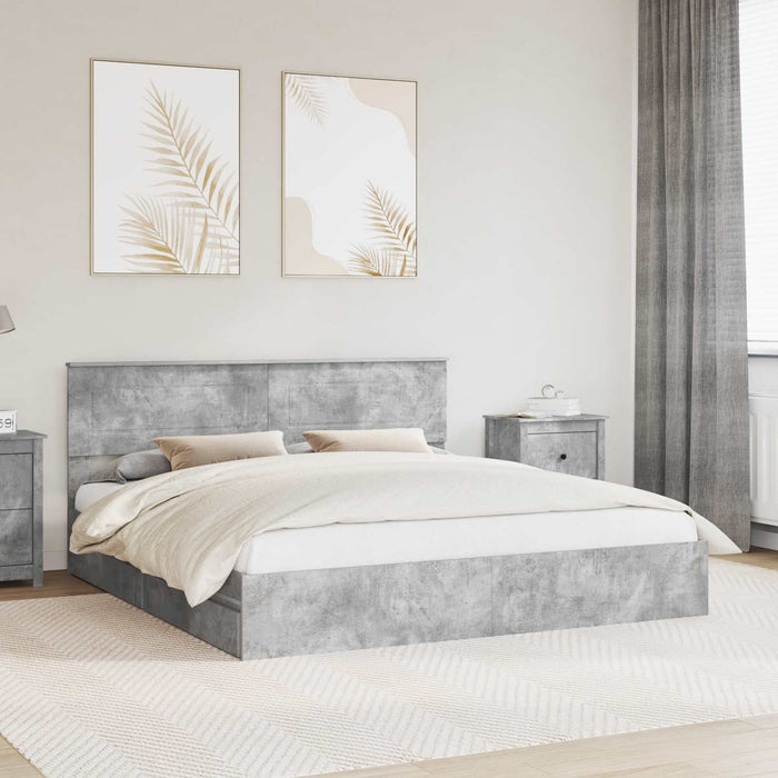 Pat cu storage Gri din beton 200 x 200 cm Lemn compozit - WALTI WALTI