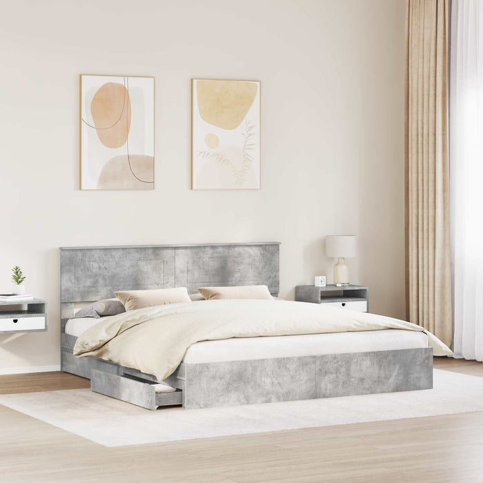 Pat cu storage Gri din beton 200 x 200 cm Lemn compozit - WALTI WALTI