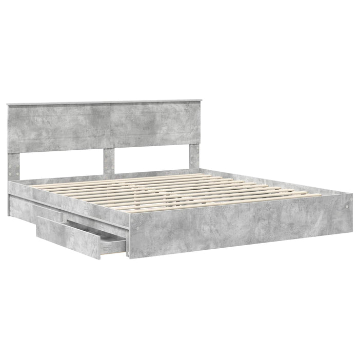 Pat cu storage Gri din beton 200 x 200 cm Lemn compozit - WALTI WALTI