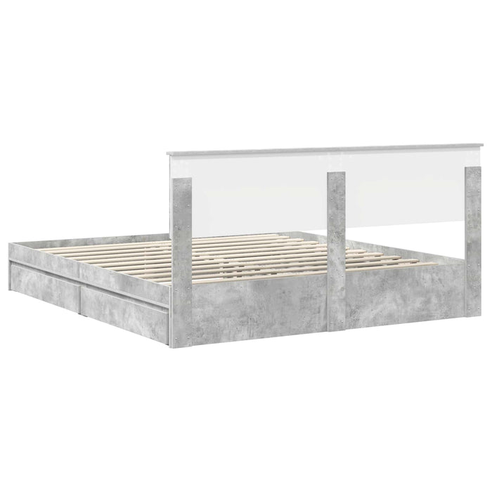 Pat cu storage Gri din beton 200 x 200 cm Lemn compozit - WALTI WALTI