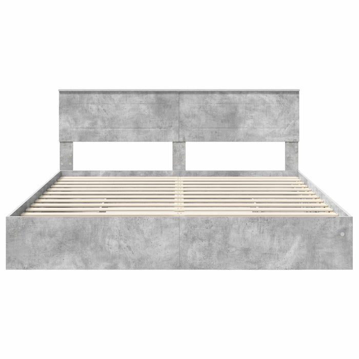 Pat cu storage Gri din beton 200 x 200 cm Lemn compozit - WALTI WALTI
