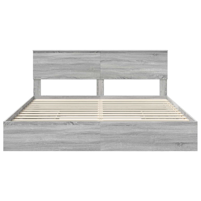 Pat cu storage cu sertar Gri Sonoma 200 x 200 cm Lemn compozit - WALTI WALTI