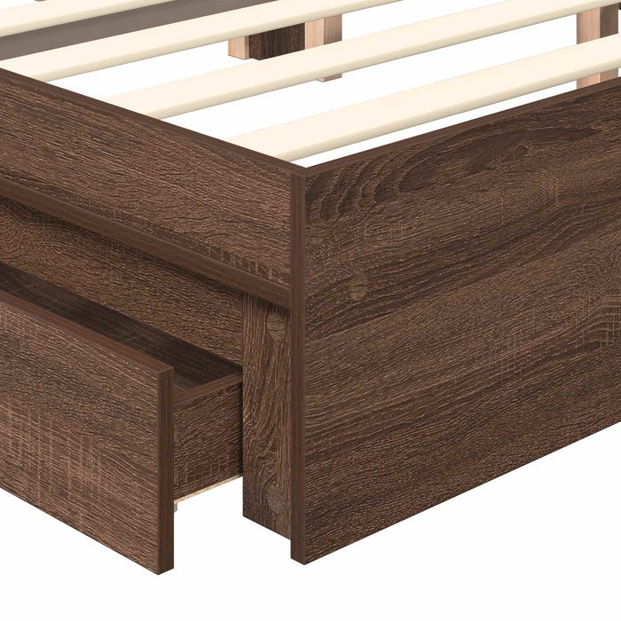 Pat cu storage Stejar închis 200 x 200 cm Lemn prelucrat WALTI