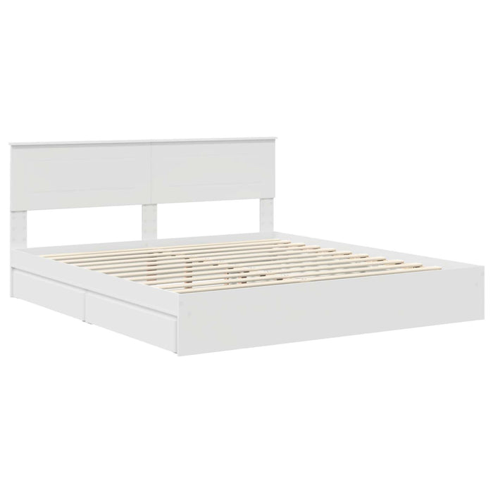 Pat cu storage cu headboard Alb 180 x 200 cm Lemn compozit - WALTI WALTI