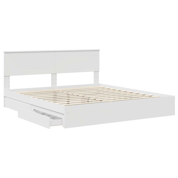 Pat cu storage cu headboard Alb 180 x 200 cm Lemn compozit - WALTI WALTI