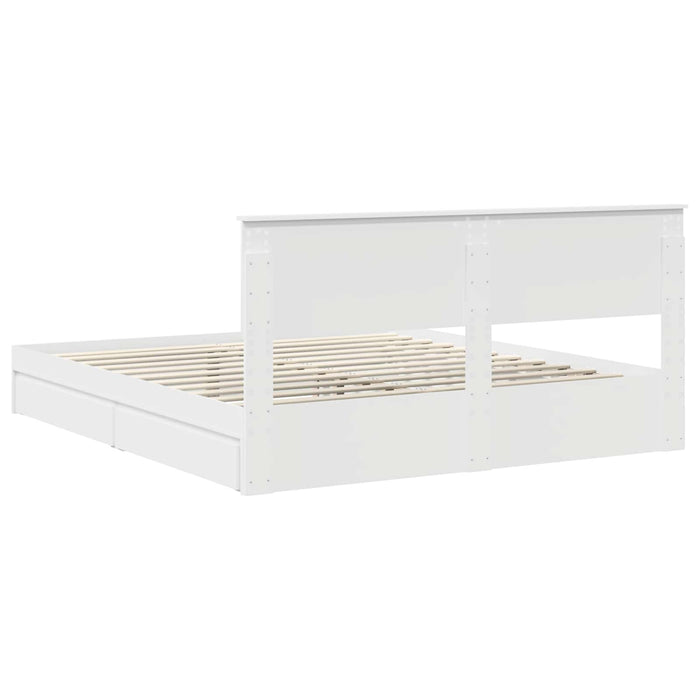 Pat cu storage cu headboard Alb 180 x 200 cm Lemn compozit - WALTI WALTI