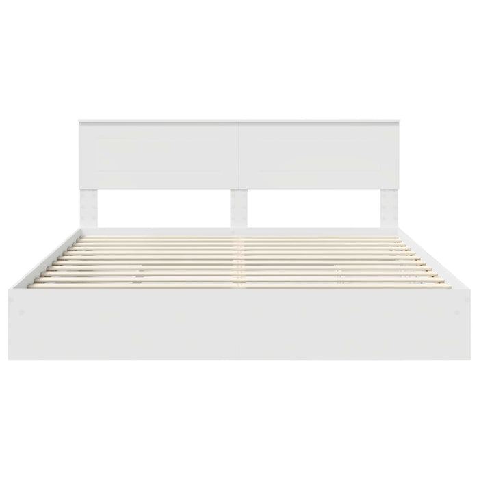 Pat cu storage cu headboard Alb 180 x 200 cm Lemn compozit - WALTI WALTI