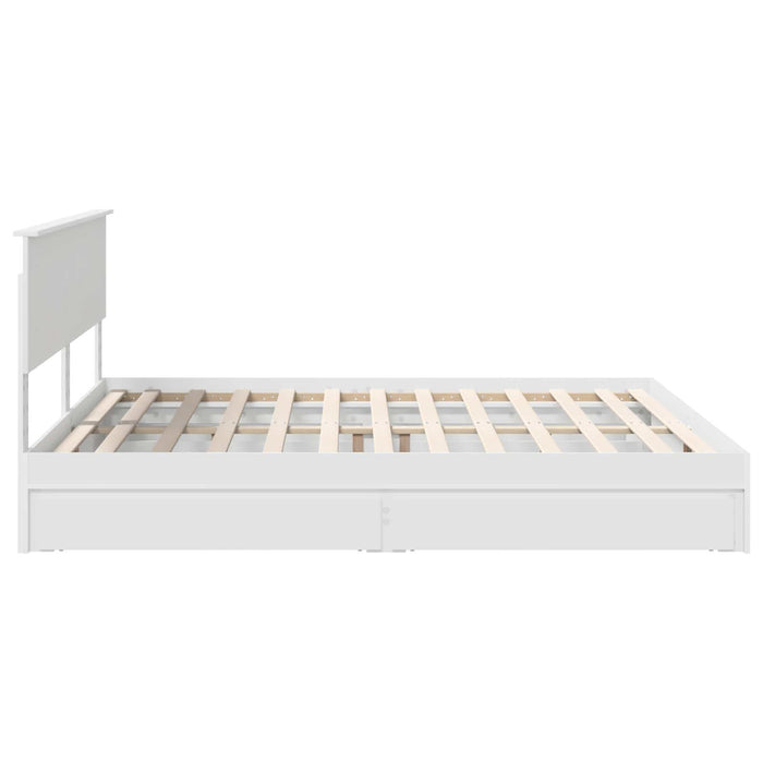 Pat cu storage cu headboard Alb 180 x 200 cm Lemn compozit - WALTI WALTI