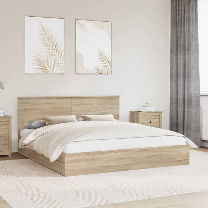 Pat cu storage Stejar Sonoma 180 x 200 cm Lemn compozit - WALTI WALTI