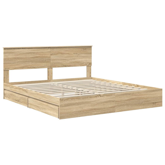Pat cu storage Stejar Sonoma 180 x 200 cm Lemn compozit - WALTI WALTI