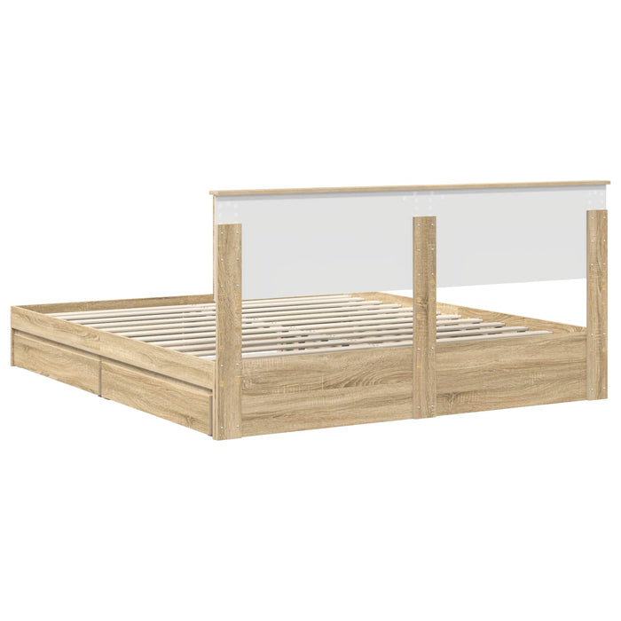 Pat cu storage Stejar Sonoma 180 x 200 cm Lemn compozit - WALTI WALTI