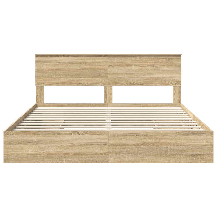 Pat cu storage Stejar Sonoma 180 x 200 cm Lemn compozit - WALTI WALTI