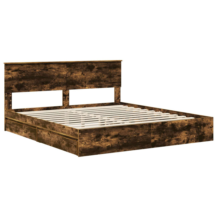 Pat cu storage Stejar fumuriu 180 x 200 cm Lemn compozit - WALTI WALTI