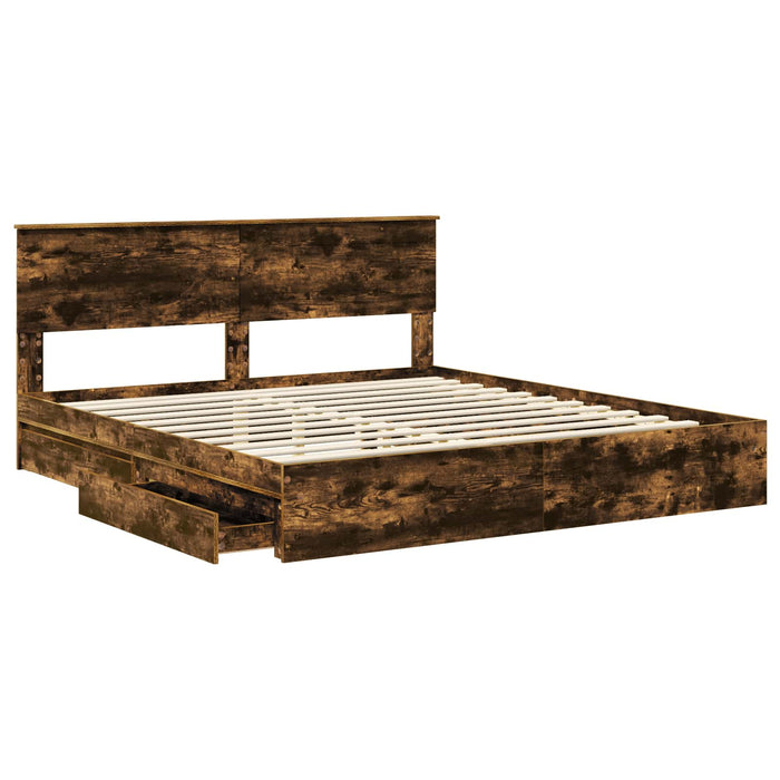 Pat cu storage Stejar fumuriu 180 x 200 cm Lemn compozit - WALTI WALTI