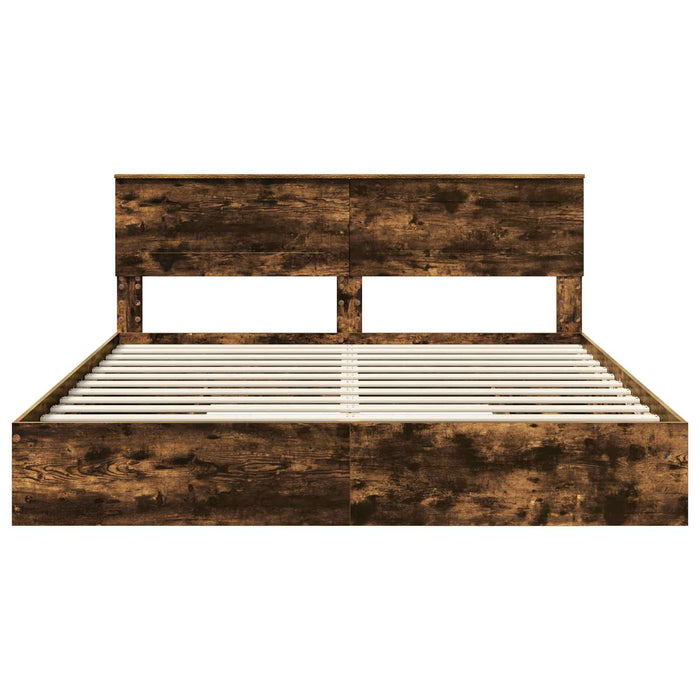 Pat cu storage Stejar fumuriu 180 x 200 cm Lemn compozit - WALTI WALTI