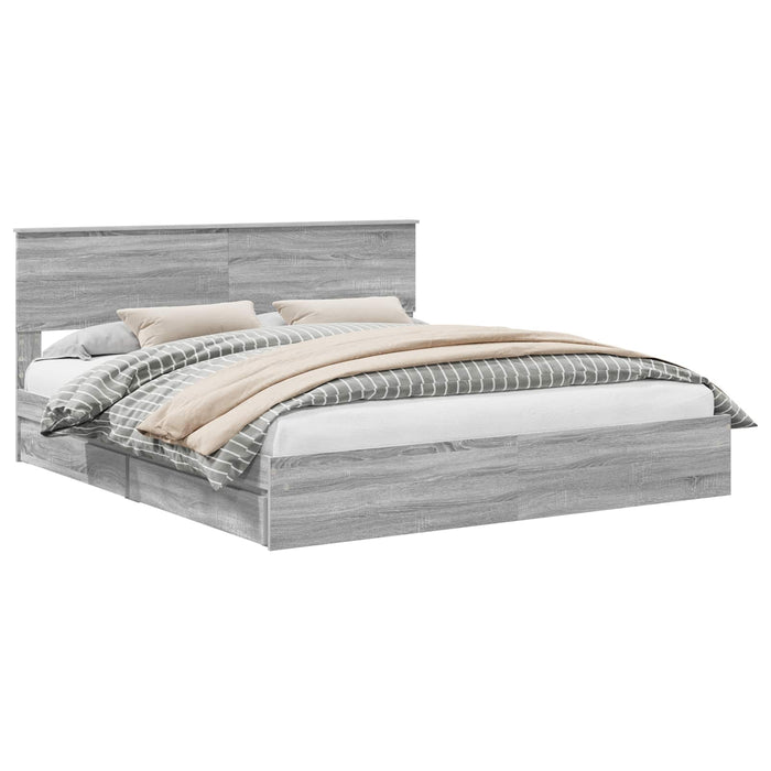 Pat cu storage cu sertar Gri Sonoma 180 x 200 cm Lemn compozit - WALTI WALTI