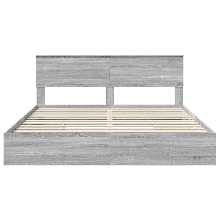 Pat cu storage cu sertar Gri Sonoma 180 x 200 cm Lemn compozit - WALTI WALTI