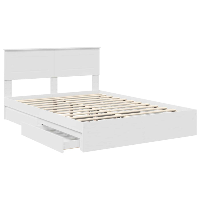 Pat cu storage cu headboard Alb 160 x 200 cm Lemn compozit - WALTI WALTI