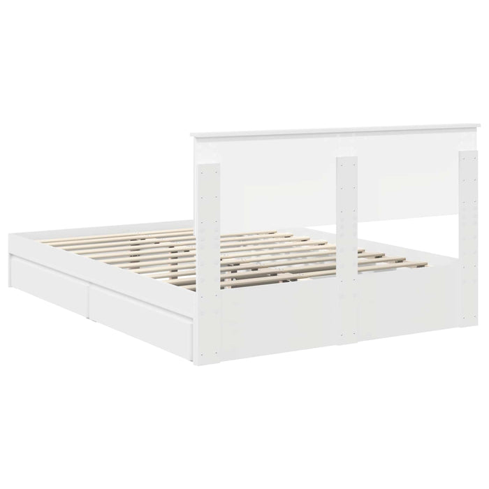 Pat cu storage cu headboard Alb 160 x 200 cm Lemn compozit - WALTI WALTI