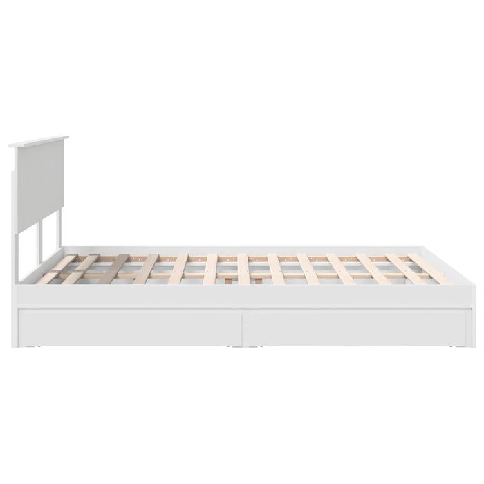 Pat cu storage cu headboard Alb 160 x 200 cm Lemn compozit - WALTI WALTI