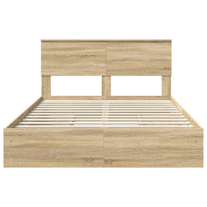 Pat cu storage Stejar Sonoma 160 x 200 cm Lemn compozit - WALTI WALTI