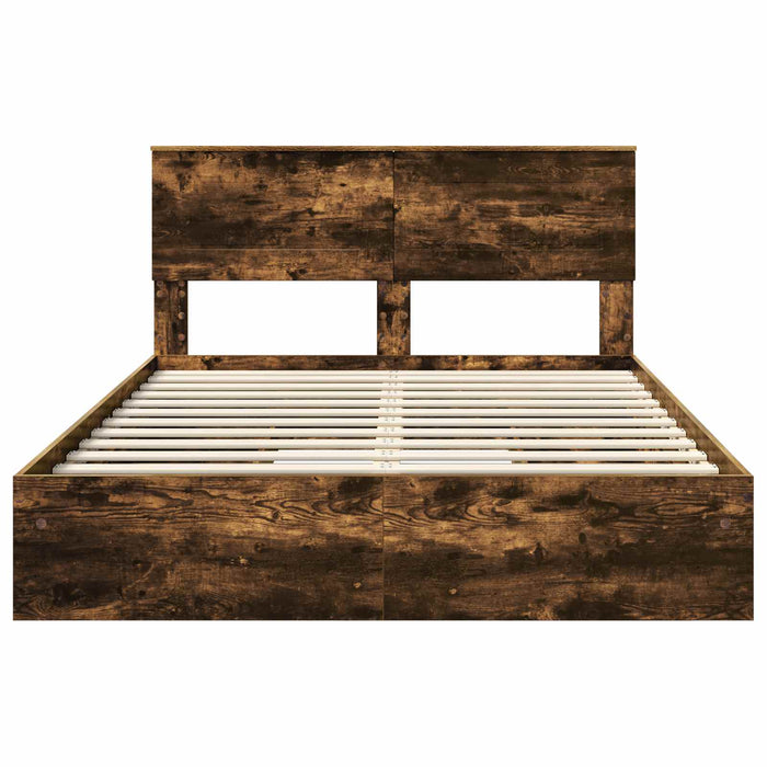 Pat cu storage Stejar fumuriu 160 x 200 cm Lemn compozit - WALTI WALTI