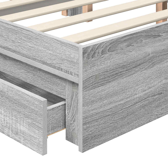Pat cu storage cu sertar Gri Sonoma 160 x 200 cm Lemn compozit - WALTI WALTI