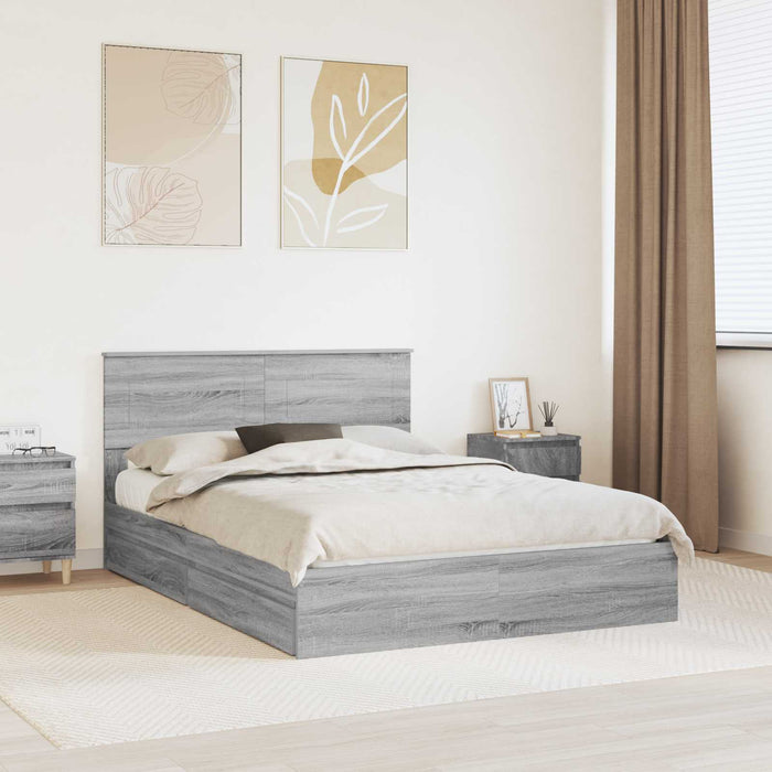 Pat cu storage cu sertar Gri Sonoma 160 x 200 cm Lemn compozit - WALTI WALTI