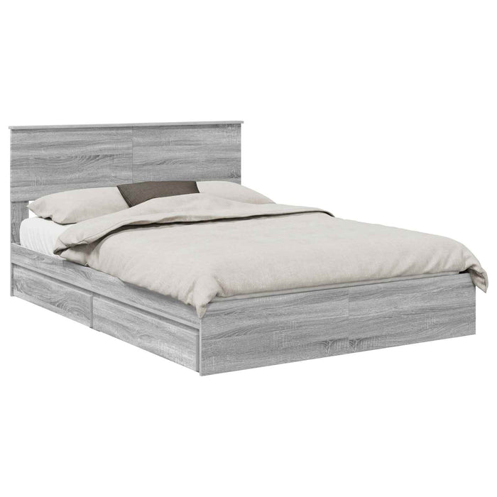 Pat cu storage cu sertar Gri Sonoma 160 x 200 cm Lemn compozit - WALTI WALTI