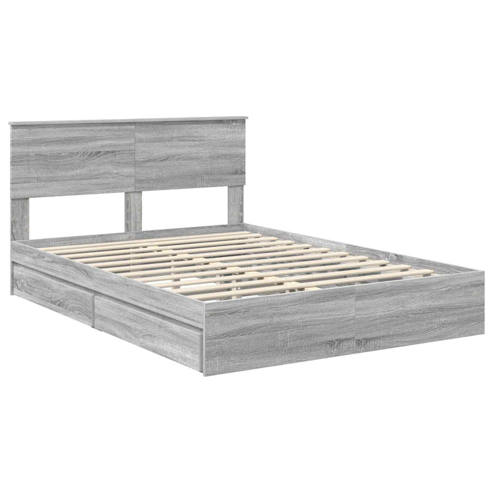 Pat cu storage cu sertar Gri Sonoma 160 x 200 cm Lemn compozit - WALTI WALTI