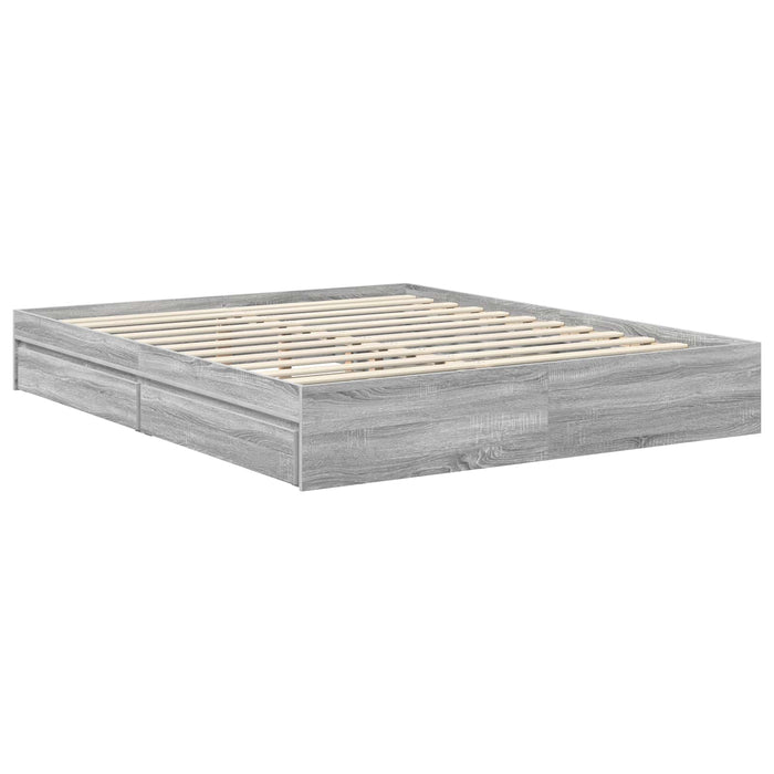 Pat cu storage cu sertar Gri Sonoma 160 x 200 cm Lemn compozit - WALTI WALTI