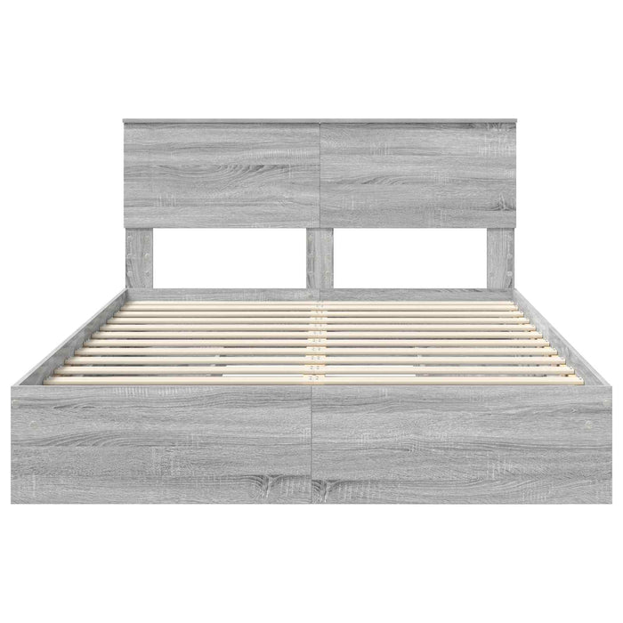 Pat cu storage cu sertar Gri Sonoma 160 x 200 cm Lemn compozit - WALTI WALTI