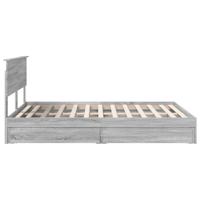 Pat cu storage cu sertar Gri Sonoma 160 x 200 cm Lemn compozit - WALTI WALTI