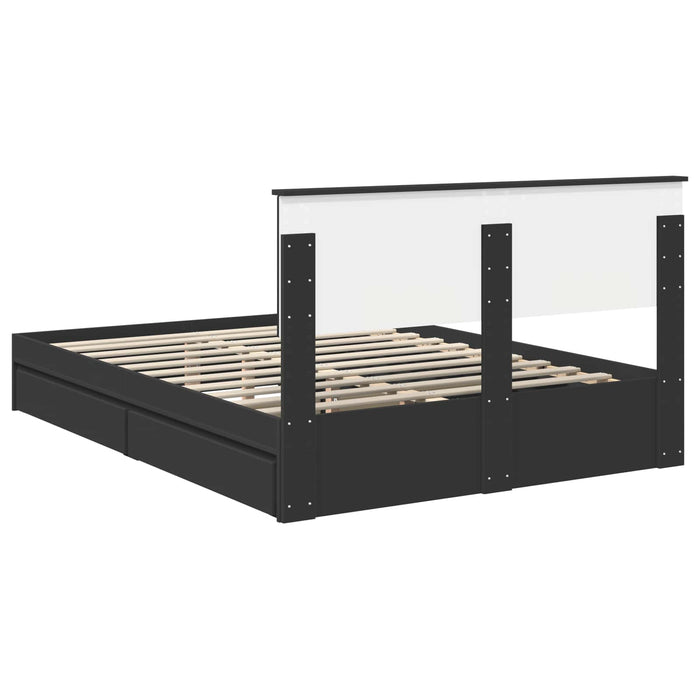 Pat cu storage cu sertar Negru 150 x 200 cm Lemn prelucrat WALTI