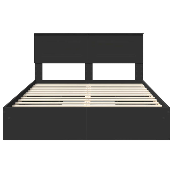 Pat cu storage cu sertar Negru 150 x 200 cm Lemn prelucrat WALTI