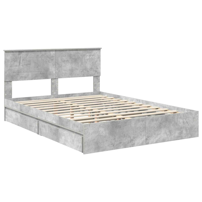 Pat cu storage Gri din beton 150 x 200 cm Lemn compozit - WALTI WALTI